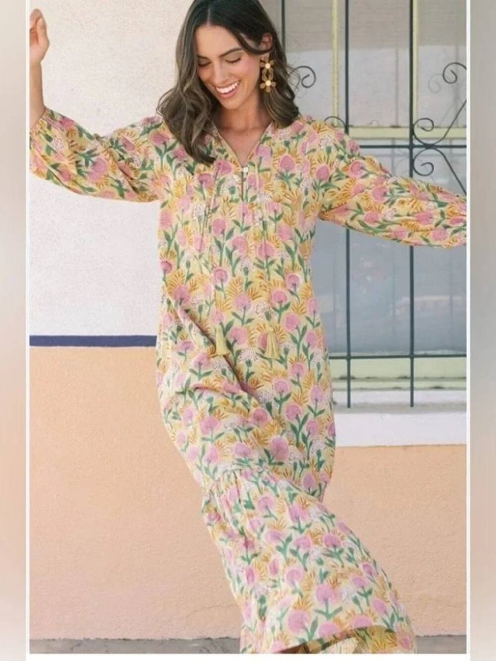 Sunshine Tienda Marigold Copa Floral Maxi Dress Size S